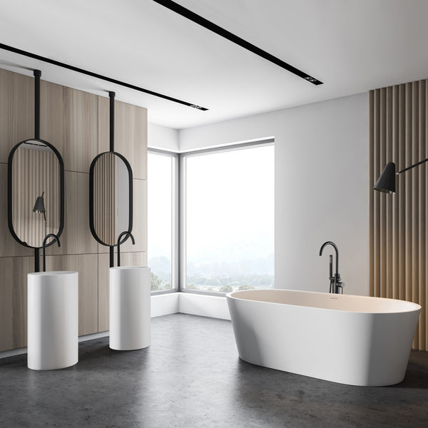 Bahli-66-II 66'' glossy white oval freestanding bathtub - II