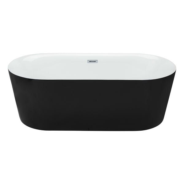 Baignoire autoportante ovale 60’’ noir et blanc lustré