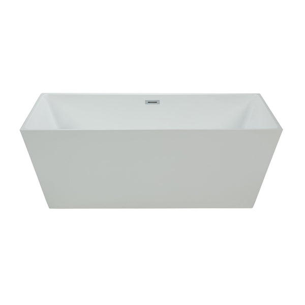 Matte White Thin Edges Square Freestanding Bathtub 60''