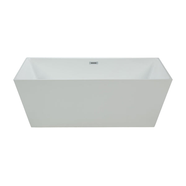 Matte White Thin Edges Square Freestanding Bathtub 66''