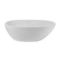 60" Baignoire Autoportante Ovale Blanche Brillante