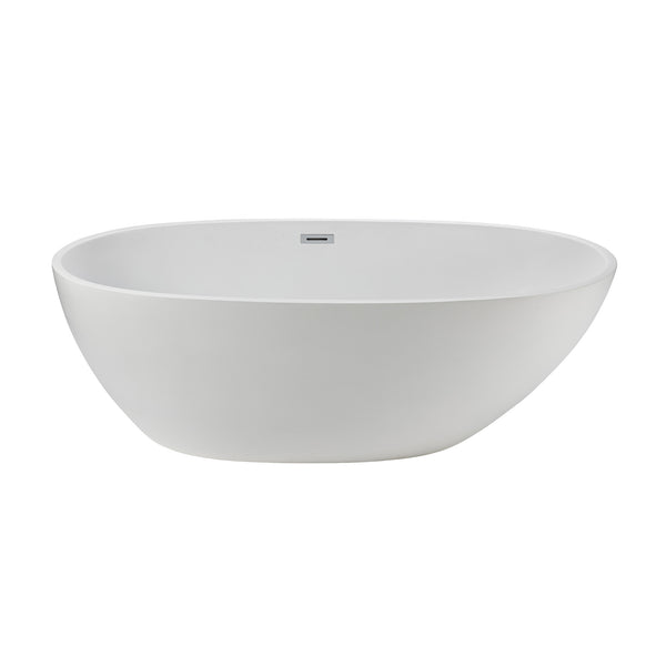 60" Oval Glossy White Freestanding Bathtub