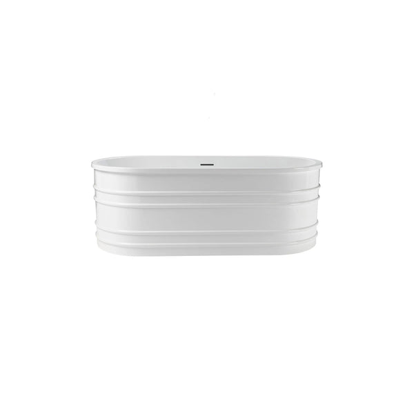 Bea-II Bain autoportant 66'' blanc lustré avec lignes