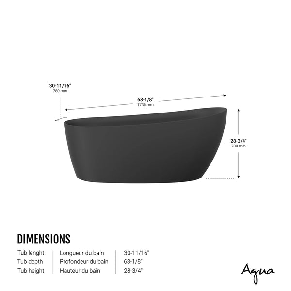 Blackowl-II 68’’ matte black freestanding bathtub