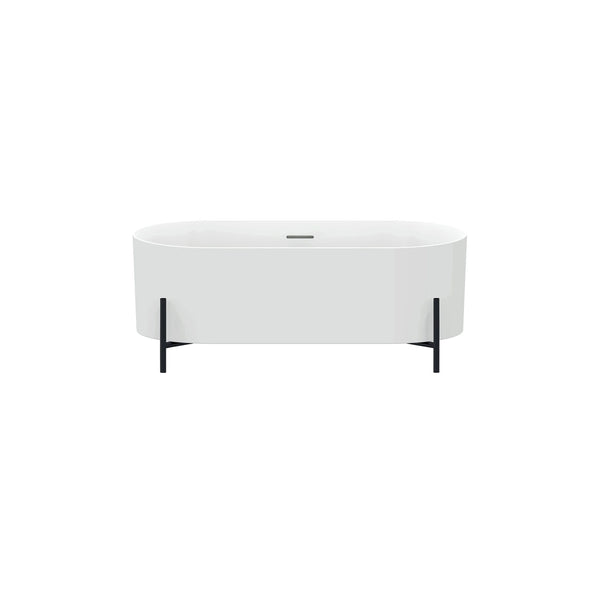 Brisca-BK Freestanding Matte White Bathtub On Matte Black Legs