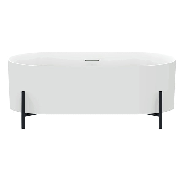 Freestanding Matte White Bathtub On Matte Black Legs