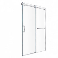 Alcove Shower Door with Towel Bar in Chrome Finish