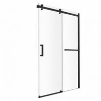 Alcove Shower Door with Towel Bar in Matte Black Finish