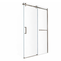 Alcove Shower Door with Towel Bar in Brushed Nickel Finish
