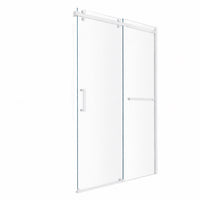 Alcove Shower Door with Towel Bar in Matte White Finish