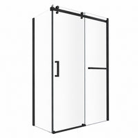 Shower Door and Panel Set with Towel Bar in Matte Black Finish