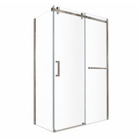 Shower Door and Panel Set with Towel Bar in Brushed Nickel Finish