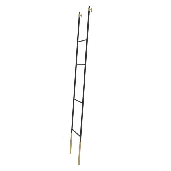 Decorative ladder and towel holder in matte black and brushed brass (gold)