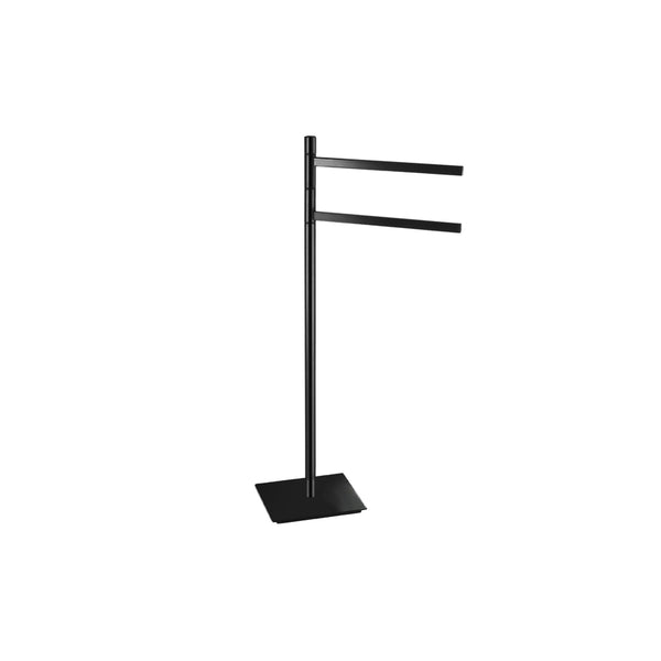 Porte-serviettes arrondi sur pied fini noir mat
