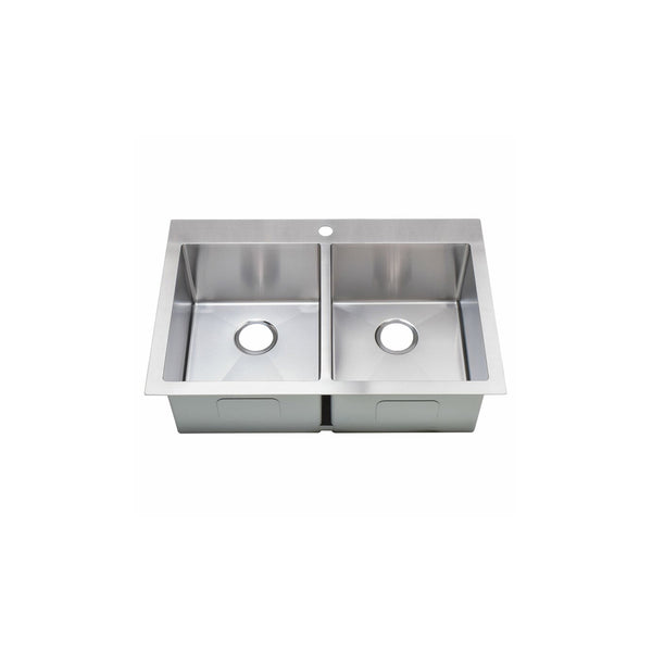 Évier de cuisine double montage, 2 cuves, 33''X22''