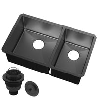 2 Bowls Undermount Kitchen Sink in Black Stainless finish