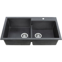 Évier de cuisine double montage, 1 3/4 cuves, 34''X20''