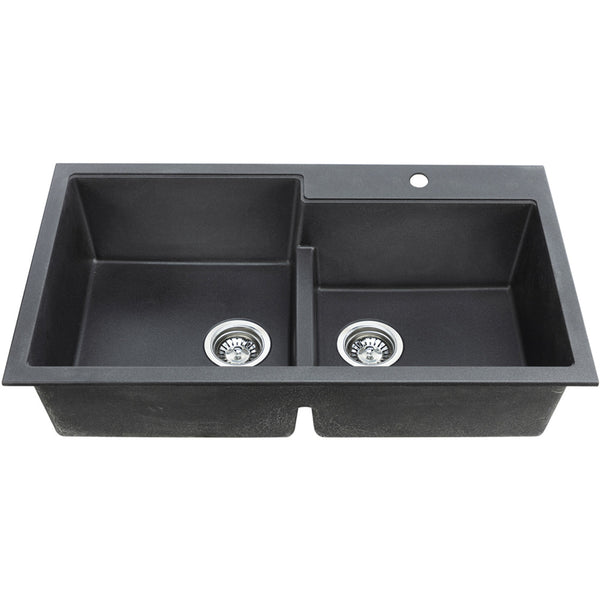 1 3/4 bowls, 34''X20'', dual mount kitchen sink