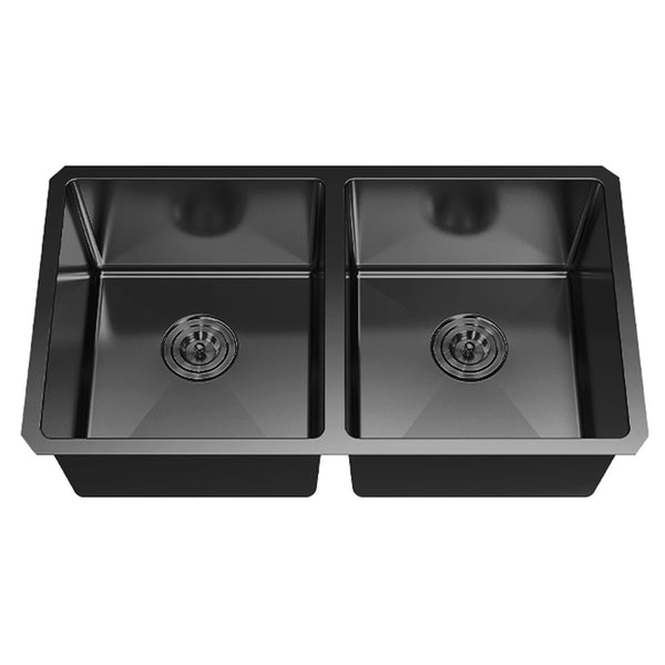 2 bols, 32''X19'', évier de cuisine sous plan en acier inoxydable noir