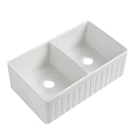 EMIRALD-II 33"x18" apron-front sink, 2 bowls