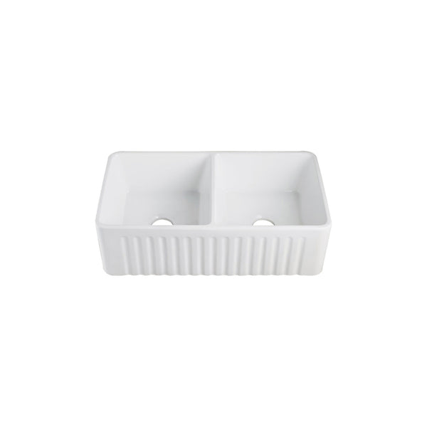 Évier de cuisine tablier frontal, 2 cuves, 33''X18''