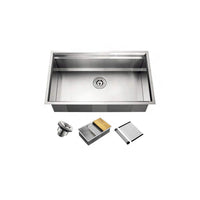 1 bowl, 32''X19'', undermount kitchen sink with accessories