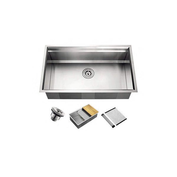 Évier de cuisine sous plan avec accessoires, 1 cuve, 32''X19''