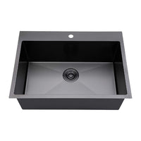 1 bowl, 25''X20'', black stainless kitchen sink