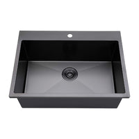 1 Bowl, 25″X20″, Black Stainless Kitchen Sink