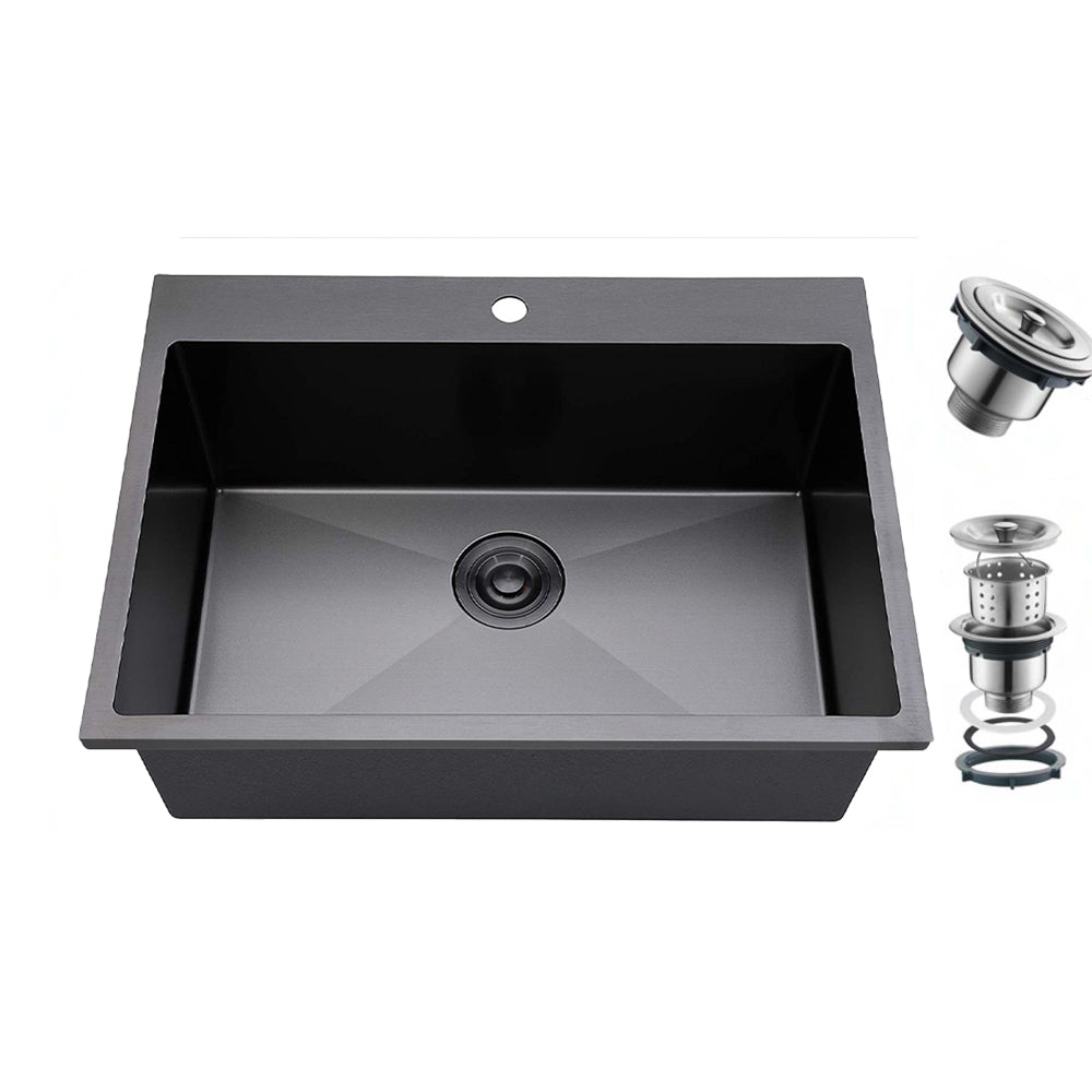 Agua Canada | Enzo-bk 1 Bowl, 25″X20″, Black Stainless Kitchen Sink