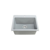 1 bowl, 25''X22'', dual mount grey kitchen sink