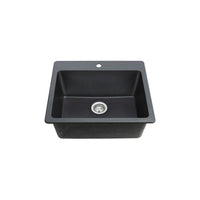 1 bowl, 25''X22'', dual mount black kitchen sink