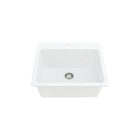 1 bowl, 25''X22'', dual mount white kitchen sink