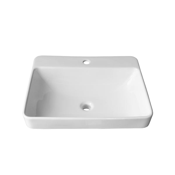 18’’X23’’ semi-recessed rectangular porcelain vessel sink