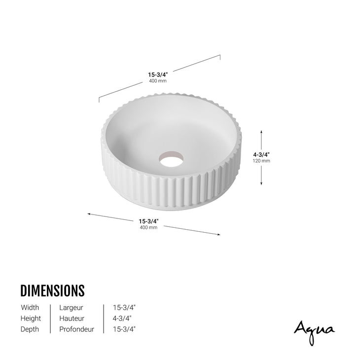 Agua Canada | Filan Round Basin Solid Surface With Corrugated Vessel Sink