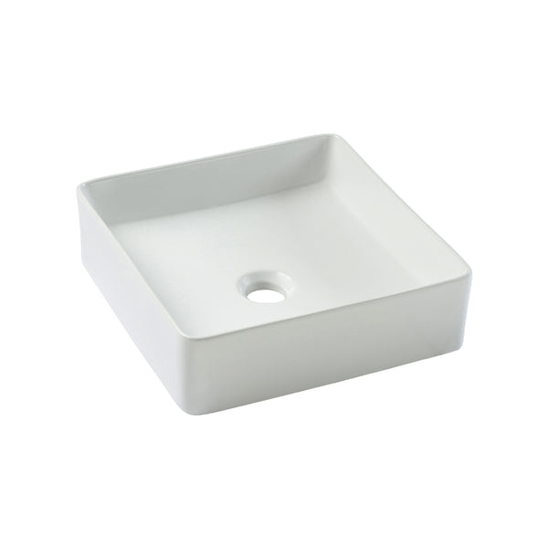 Vasque de porcelaine carrée blanc mat 14’’X14’’