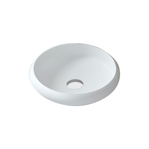 Round basin solid surface with curved edges