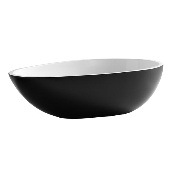 14''X24''X6'' matte black and matte white solid surface oval vessel sink