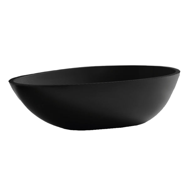 14''X24''X6'' matte black solid surface oval vessel sink