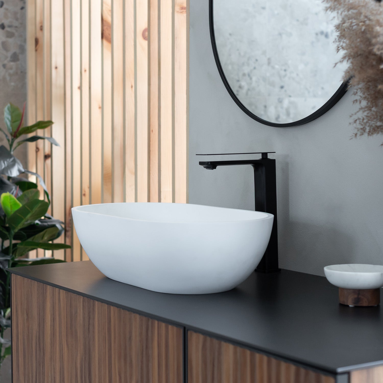 Agua Canada | Frederico 12''X22'' Oval Solid Surface Vessel Sink