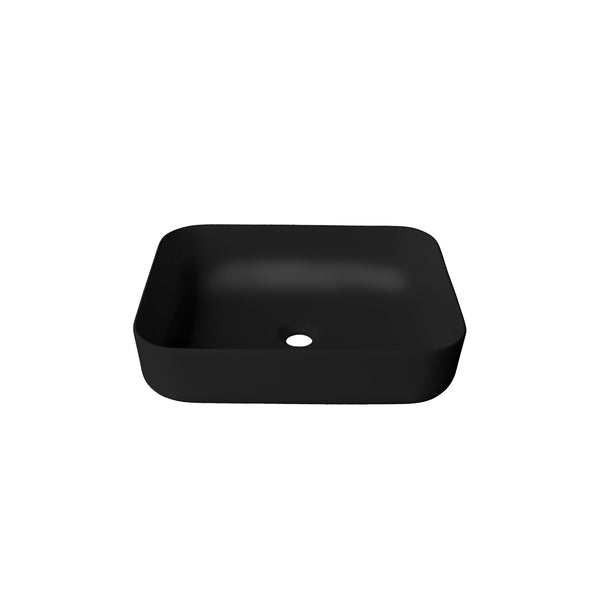 20’’X16’’ matte black rectangular porcelain vessel sink