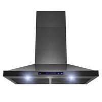 Black Stainless Wall Mounted Pyramid Range Hood W 500Cfm