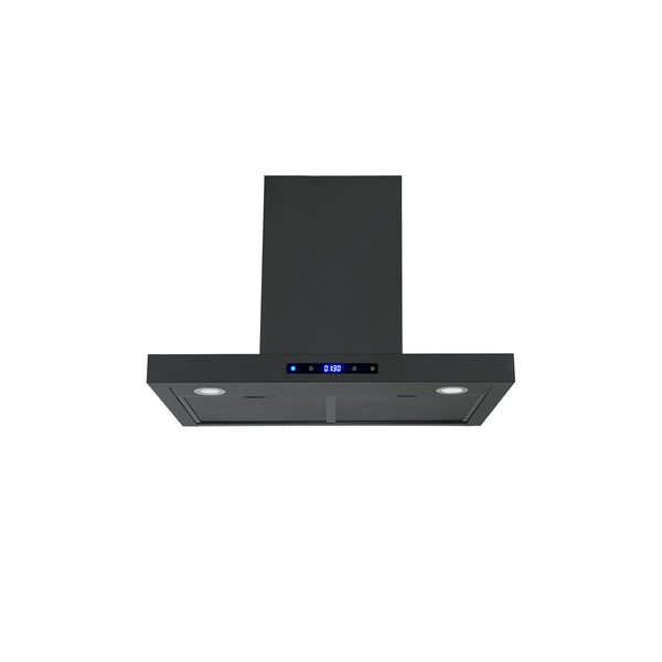 Square Matte Black Wall Mounted Range Hood W Touch Screen