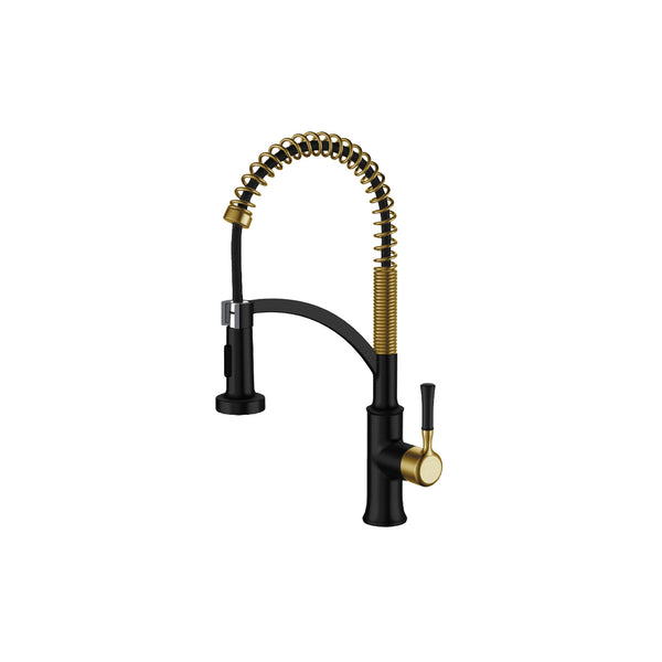 Industrial style single handle brushed brass (gold) and matte black kitchen faucet