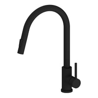Matte black stainless steel pull-out kitchen faucet