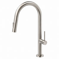 Robinet de cuisine à bec rétractable en nickel brossé