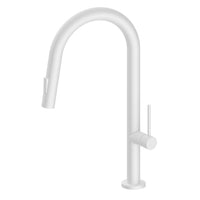 Kitchen Faucet with Retractable-Spout in  Matte White Finish