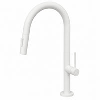 Robinet de cuisine à bec rétractable blanc mat