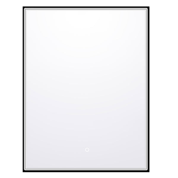 Miroir rectangulaire 24''X32'' avec cadre noir mat et lumières DEL