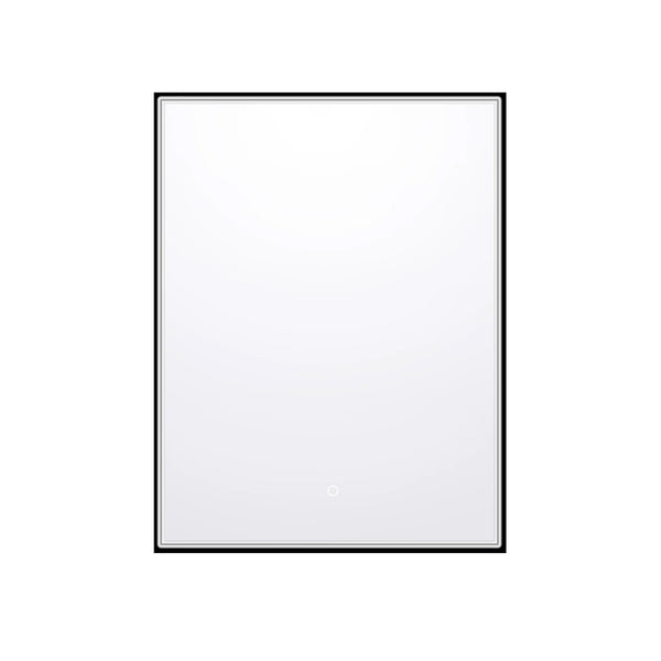 Miroir rectangulaire 24''X32'' avec cadre noir mat et lumières DEL